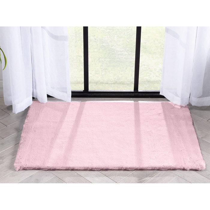 Mercer41 Sunaina Machine Woven Faux Fur Pink Rug Reviews Wayfair